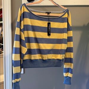Blue and Yellow Striped top size M